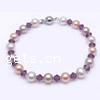 Crystal Pearl Bracelets, with Freshwater Pearl, 6-7mm;4mm Inch 