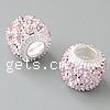 Rhinestone Sterling Silver European Beads, 925 Sterling Silver, Column, plated, without troll & with rhinestone Approx 5mm 