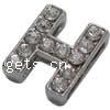 Zinc Alloy Letter Slide Charm, Letter H, plated, with rhinestone Approx 