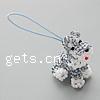 Cluster Mobile Phone Lanyard, Glass Seed Beads, with Nylon Cord & Zinc Alloy, Dog, platinum color plated, kumihimo & handmade Inch 