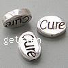 Sterling Silver Message Beads, 925 Sterling Silver, Flat Oval, word cure, plated Approx 1.2-1.5mm 