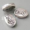 Sterling Silver Message Beads, 925 Sterling Silver, Flat Oval, word laugh, plated Approx 1.2-1.5mm 