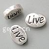 Sterling Silver Message Beads, 925 Sterling Silver, Flat Oval, word live, plated Approx 1.2-1.5mm 