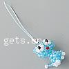 Cluster Mobile Phone Lanyard, Glass Seed Beads, with Nylon Cord & Zinc Alloy, Cat, platinum color plated, kumihimo & handmade, light blue, approx Inch 