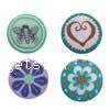 Polymer Clay Jewelry Beads, Coin, with flower pattern, mixed colors Approx 1mm 