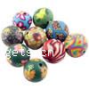 Round Polymer Clay Beads, with flower pattern 12mm Approx 1.5mm 