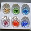 Inner Flower Lampwork Pendants, with Plastic Box, Flat Round, mixed colors Approx 7mm 