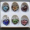 Inner Flower Lampwork Pendants, with Plastic Box, Heart, gold sand, mixed colors Approx 8mm 