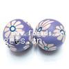 Round Polymer Clay Beads & with flower pattern Approx 1mm 