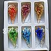 Inner Flower Lampwork Pendants, with Plastic Box, Leaf, gold sand, mixed colors Approx 6mm 