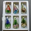 Inner Flower Lampwork Pendants, with Plastic Box, mixed & gold sand, 54-57mm, 27mm, 10-11mm Approx 9mm 