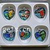 Inner Flower Lampwork Pendants, with Plastic Box, Heart, gold sand, mixed colors Approx 7mm 