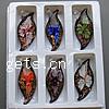 Inner Flower Lampwork Pendants, with Plastic Box, Leaf, gold sand, mixed colors Approx 6.5mm 