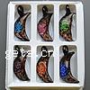 Inner Flower Lampwork Pendants, with Plastic Box, Moon, gold sand, mixed colors Approx 7mm 