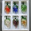 Inner Flower Lampwork Pendants, with Plastic Box, Leaf, gold sand, mixed colors Approx 7mm 