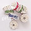Rondelle Rhinestone Spacer, Brass, silver color plated, with rhinestone, mixed colors, 6mm Approx 1.3mm 