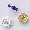 Wave Rondelle Rhinestone Spacer, Brass, plated, with rhinestone Grade AAA, 8mm Approx 2mm 