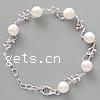 Pearl Sterling Silver Bracelets, Freshwater Pearl, with 925 Sterling Silver, platinum plated, 9mm .5 Inch 