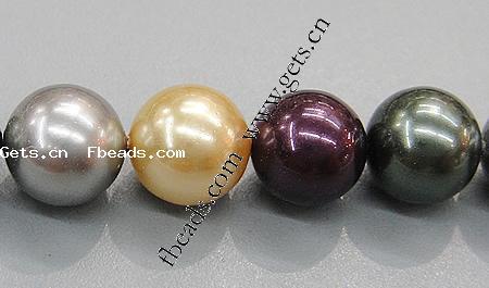 South Sea Shell Beads, Round, different size for choice, mixed colors, nickel, lead & cadmium free, Grade A, Hole:Approx 1mm, Length:16 Inch, Sold By Strand