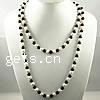 Freshwater Pearl Necklace, with Black Agate, Round, single-strand, 7-8mm,8mm about 46 Inch 