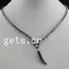 Magnetic Necklace, Non Magnetic Hematite, with Plastic, Horn 3-6.5mm Inch 