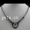 Magnetic Necklace, Non Magnetic Hematite, with Plastic, Heart 3-8.5x3-7.5mm Inch 