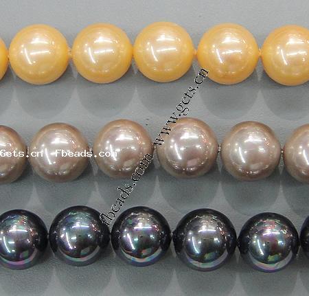 South Sea Shell Beads, Round, different size for choice, mixed colors, lead free, Grade A, Hole:Approx 1mm, Length:16 Inch, Sold By Strand