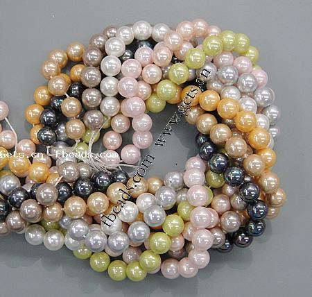 South Sea Shell Beads, Round, different size for choice, mixed colors, lead free, Grade A, Hole:Approx 1mm, Length:16 Inch, Sold By Strand