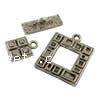 Zinc Alloy Toggle Clasp, Square, plated, textured & single-strand Approx 2mm 