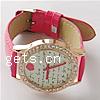 Fashion Children Watch, Zinc Alloy, with PU Leather & Glass, plated, for woman & with rhinestone, red, 35.5mm .5 Inch 