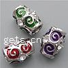 Enamel Zinc Alloy European Beads, Tube, plated, without troll & with rhinestone & large hole Approx 4.5mm 