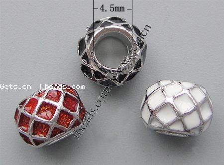 Emaille Zink Legierung Europa Perlen, Zinklegierung, Rondell, ohne troll & großes Loch, keine, 9.5x7mm, Bohrung:ca. 4.5mm, verkauft von PC