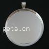 Brass Pendant Cabochon Setting, Flat Round, plated Inner Approx 35mm 