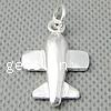 Brass Tool Pendants, Airplane, silver color plated Approx 5mm 