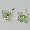 CRYSTALLIZED™ Crystal Sterling Silver Stud Earring, sterling silver post pin, Square 