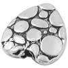 Zinklegierung Herz Perlen, plattiert, keine, 11x10x3.5mm, Bohrung:ca. 1.5mm, 500PCs/Tasche, verkauft von Tasche