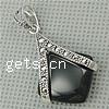 Thailand Sterling Silver Pendants, with Black Agate, Cone, with cubic zirconia Approx 