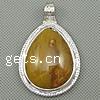 Agate Brass Pendants, with Indian Agate, Teardrop Approx 6mm 