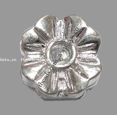 Zinc Alloy European Clip, Flower, plated, with rhinestone & large hole, more colors for choice, 10x9x9mm, Hole:Approx 3mm, Sold By PC