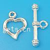 Sterling Silver Toggle Clasp, 925 Sterling Silver, Heart, plated, smooth & single-strand Approx 2mm 