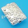 Sterling Silver Flat Beads, 925 Sterling Silver, Rectangle, plated, with flower pattern Approx 1mm 