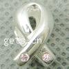 Awareness Ribbon Bead, 925 Sterling Silver, plated, without troll & with cubic zirconia Approx 4.5mm 
