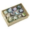 Blattsilber Lampwork Fingerring, Weitere Größen für Wahl & Silberfolie, gemischte Farben, 28-33mm, Bohrung:ca. 18-20mm, 12PCs/Box, verkauft von Box