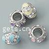 Enamel Zinc Alloy European Beads, Rondelle, without troll & with rhinestone & large hole Approx 6.2mm 