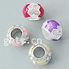 Enamel Zinc Alloy European Beads, Rondelle, without troll & with rhinestone & large hole Approx 6.5mm 