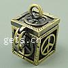 Brass European Prayer Box Pendants, Cube, plated Approx 4mm 