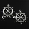 Zinc Alloy Ship Wheel & Anchor Pendant, plated, nautical pattern nickel, lead & cadmium free Approx 1.5mm 