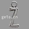 Pendentif alphabet en zinc, alliage de zinc, Lettre Z, Placage, plus de couleurs à choisir Environ 2mm, Environ Vendu par sac
