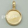 Brass Pendant Cabochon Setting, Flat Round, plated Approx 4mm, Inner Approx 10mm 