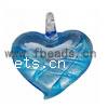 Handgewickelte Anhänger, Lampwork, Herz, handgemacht, Silberfolie, blau, 41x38x16mm, Bohrung:ca. 5mm, verkauft von PC